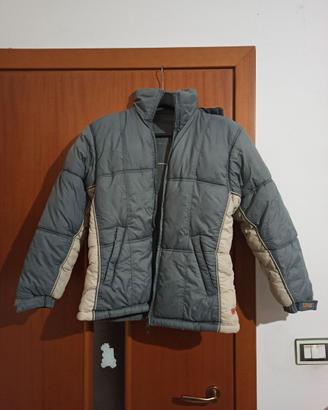 Giacca grigia imbottita per bambino con cappuccio