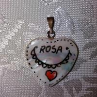 Ciondolo cuore  Rosa madreperla realizzato a mano 