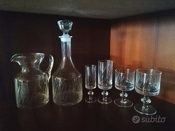 Decanter, caraffa e bicchieri in cristallo anni 60