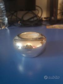 Portacandele in metallo argentato