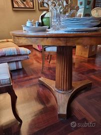 Tavolo rotondo e 4 sedie stile Biedermeier Impero