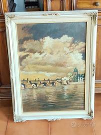 Quadro dipinto a olio paesaggio di Praga