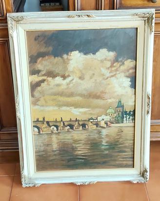 Quadro dipinto a olio paesaggio di Praga