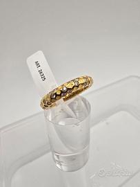 Anello Oro 18 Kt con smalto e Diamantini- Giallo