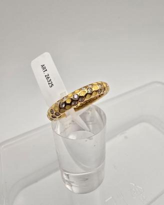 Anello Oro 18 Kt con smalto e Diamantini- Giallo