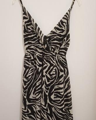 Vestito zebrato con scollo a V incrociato 