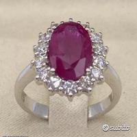 ANELLO ORO 18kt. CON DIAMANTI E RUBINO BIMRANO