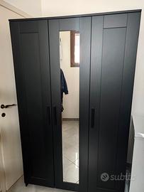 Armadio BRIMNES Nero + Cassettiera MALM Rovere
