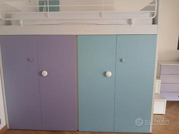 Letto soppalco con armadio - cameretta