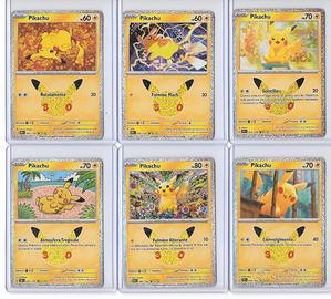 Lotto 11 Pikachu DIVERSI 30° Anniversario ITA