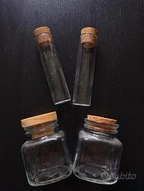 Set 4 jar vetro boccette sughero fiale