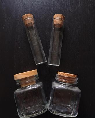 Set 4 jar vetro boccette sughero fiale