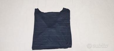 T-Shirt MT Nero Rigato Maniche Lunghe Donna Tg Uni