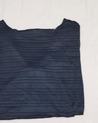 T-Shirt MT Nero Rigato Maniche Lunghe Donna Tg Uni
