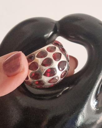 Anello argento con granato