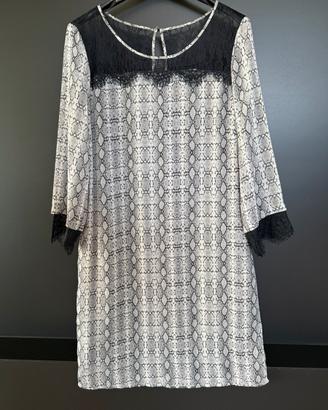 Vestito nero grigio e bianco