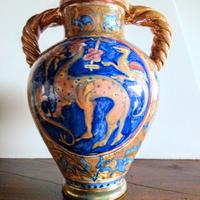 Vaso biansato ceramica a lustro Santarelli h. 21