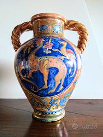 Vaso biansato ceramica a lustro Santarelli h. 21