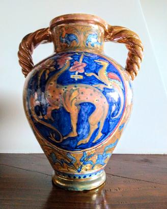 Vaso biansato ceramica a lustro Santarelli h. 21
