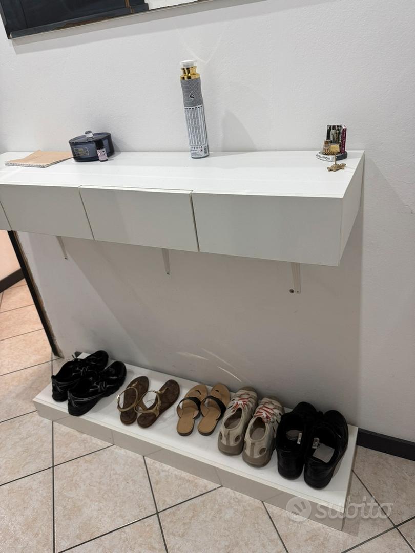 Mobile bianco lucido 4 cassetti + poggia scarpe