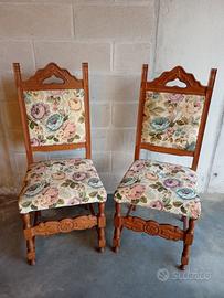 Coppia di sedie in legno massello stile rustico co