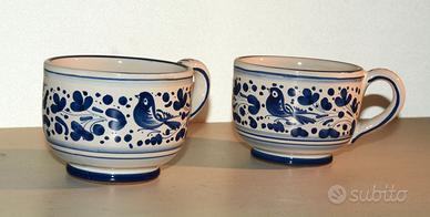 Coppia tazze ceramica Deruta - Tema Arabesco Blu
