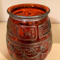 Vaso e Portacandela in vetro dipinto