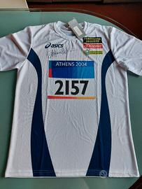 Maglia running Asics Stefano Baldini XXL autografa
