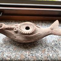 Lampada ad olio in terracotta Romana