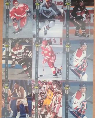 Nove cards di sport americani vintage anni 90
