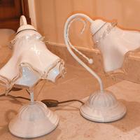 Coppia Lampade comodino abat jour in ottone classi