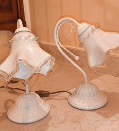 Coppia Lampade comodino abat jour in ottone classi