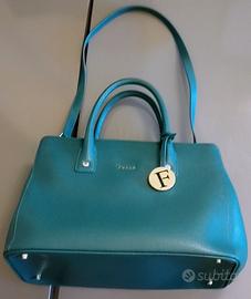 Borsa Furla tote Linda turchese doppio manico