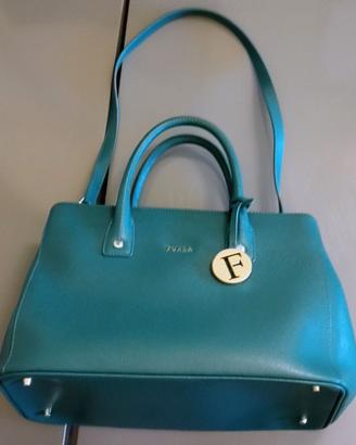 Borsa Furla tote Linda turchese doppio manico