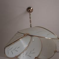 lampadario camera vintage vetro serigrafato ottone