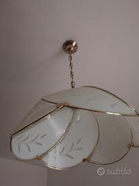 lampadario camera vintage vetro serigrafato ottone