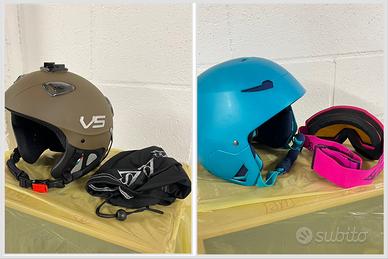 2 caschi e 1 occhiali da sci/snowboard