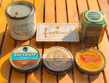 Lotto 6 scatole tabacco vintage vuote (tobacciana)