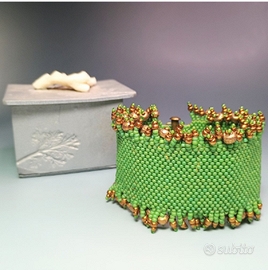 BRACCIALE ARTIGIANALE A FASCIA IN MICROPERLE VETRO