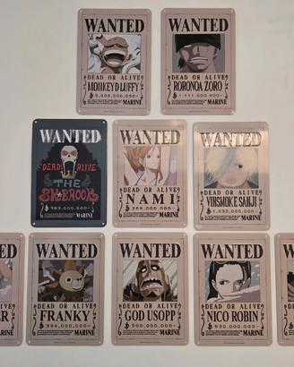 Targhe One Piece Wanted Metal Poster sigillate