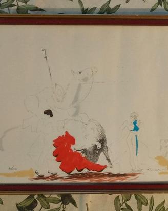 Litografia José Guevara firmata Scena di Corrida