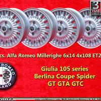 4 cerchi Alfa Romeo Millerighe 6x14 ET23 Giulia TI