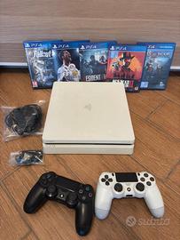 PS4 Slim Bianca 500GB 2 CTRL + giochi, perfetta