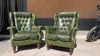 Coppia di Poltrone verdi pelle