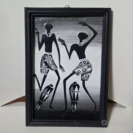 Decoro da parete, disegno in rilievo su legno
