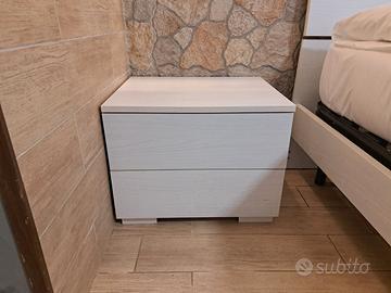 Coppia Comodini 2 Cassetti Larice Bianco