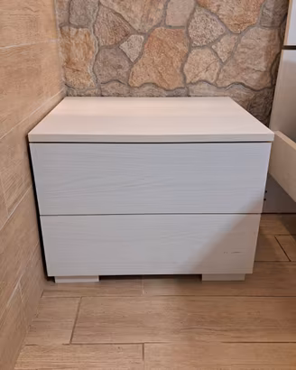 Coppia Comodini 2 Cassetti Larice Bianco