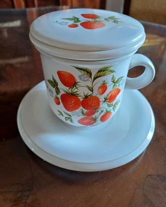 SET TISANIERA/TAZZA +contenitore zucchero ceramica