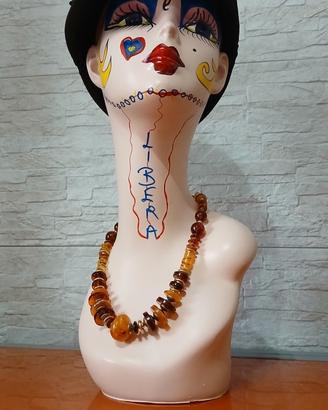 collana Bohémien bachelite ambra lucite 51 cm