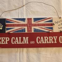 Targa Inglese  in Legno Keep Calm-Carry On